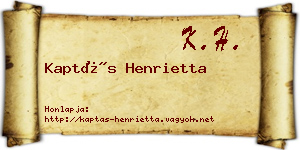 Kaptás Henrietta névjegykártya